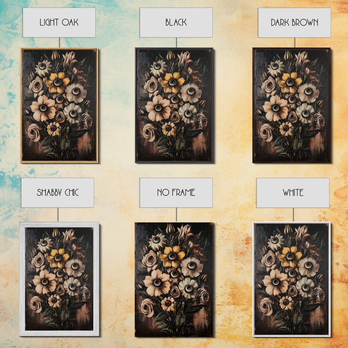 Macabre Halloween Decor, Creepy Flowers With Eyes Canvas Print, Dark Academia Wall Art, Surreal Spooky Gothic Decor, Witchy Art