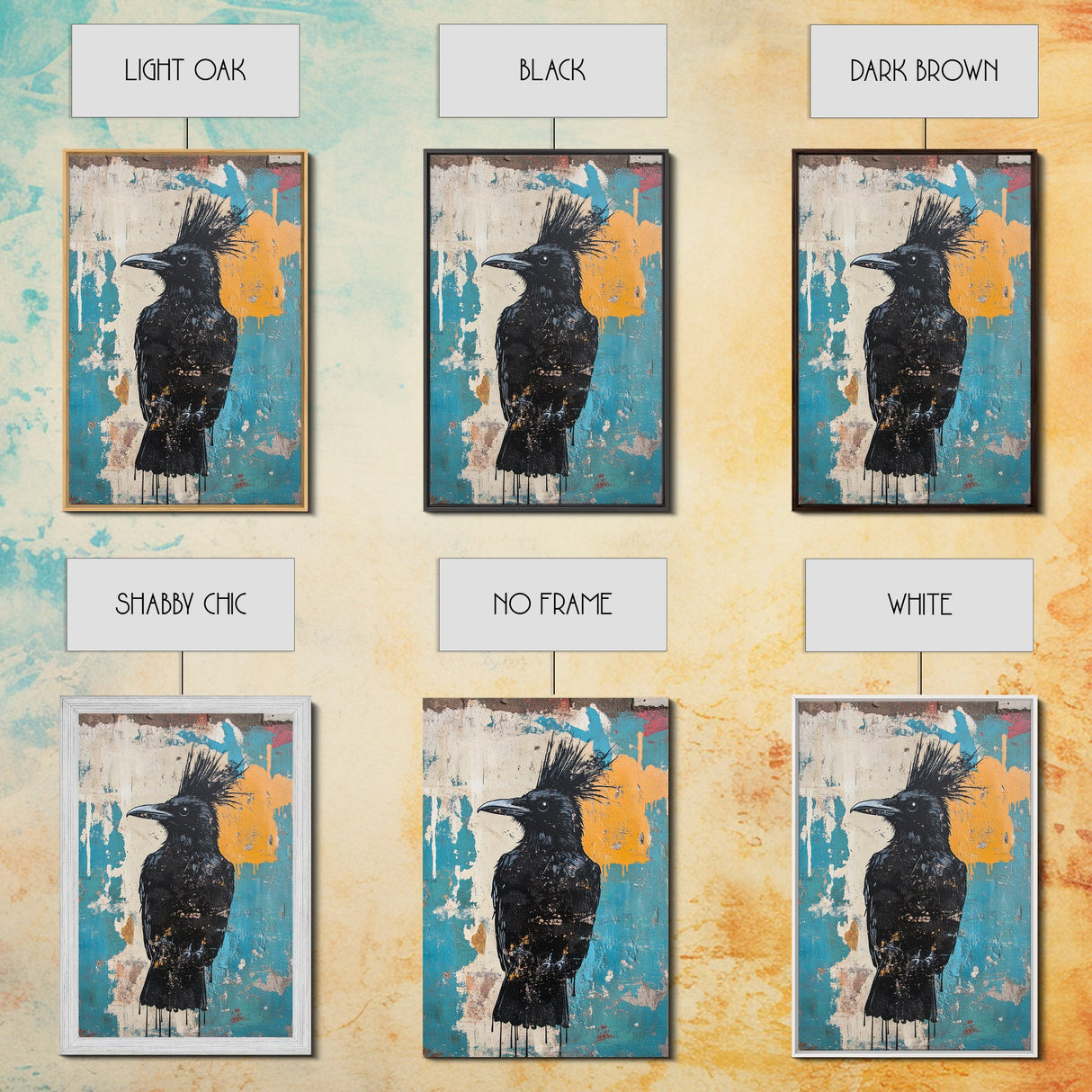 This crow has a mohawk, AKA a CROHAWK, Framed Canvas Print