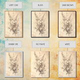 Floral Canvas Print, Pencil Sketch of a Flower Bouquet, Wedding Decor, Wedding Gift Idea, Engagement Gift, Mother's Day Gift For Her