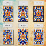 Textile Pattern Wall Art Framed Canvas Print, Home Decor, Mexican Tile Print, Mexicano Pueblo Wall Art