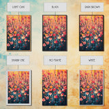 Field of Wildflowers Framed Canvas Print, Wood Framed Wall Art, Wild Flower Painting Print, Wild Flowers In The Spring Wall Art Home Decor