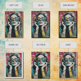 Graffiti Punk Wall Art, Portrait of a Punk Woman Framed Canvas Print