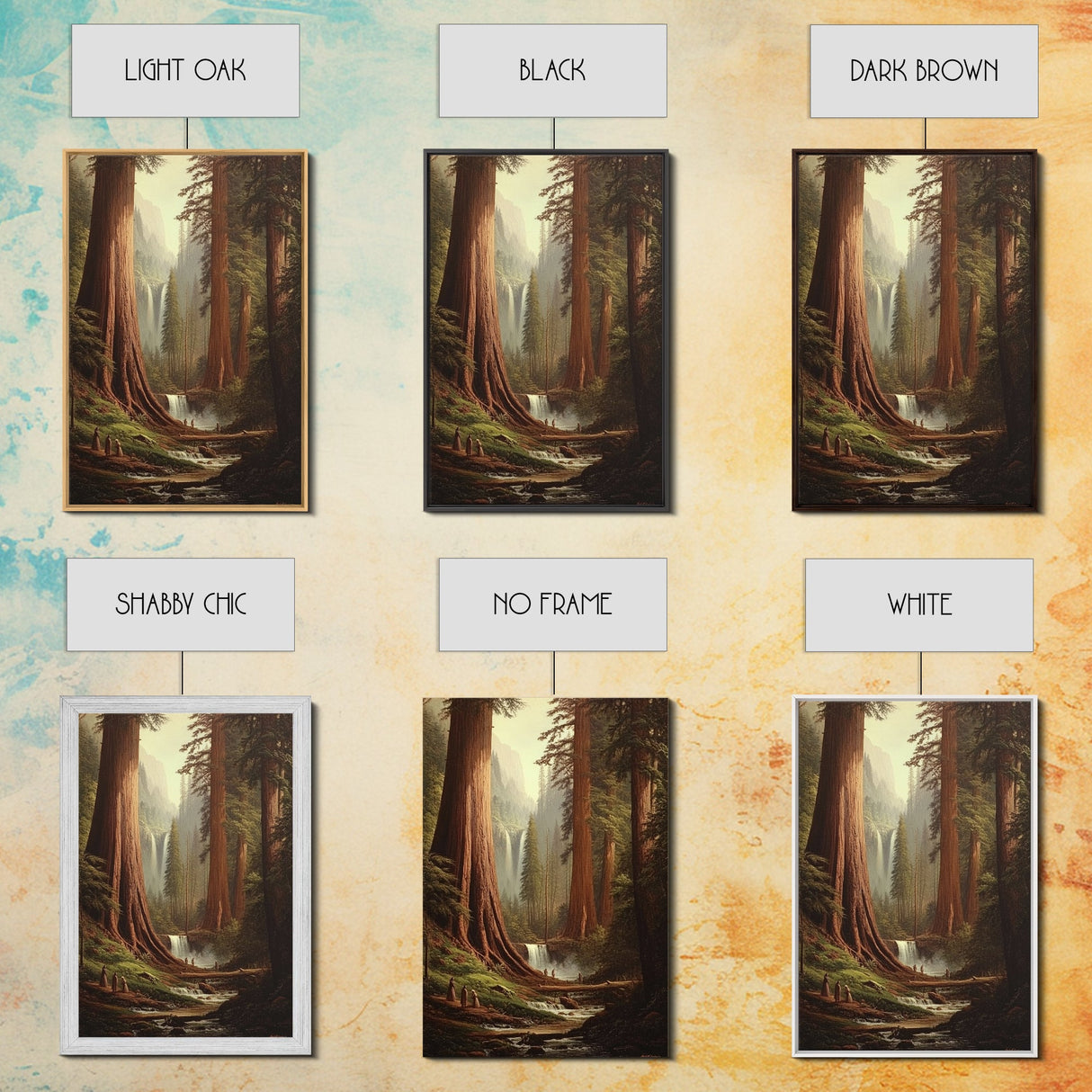 Fantasy Forest Painting Print, Majestic Redwood Trees of Ancient California Fantasy Art, California home Decor, Redwood Trees Painting