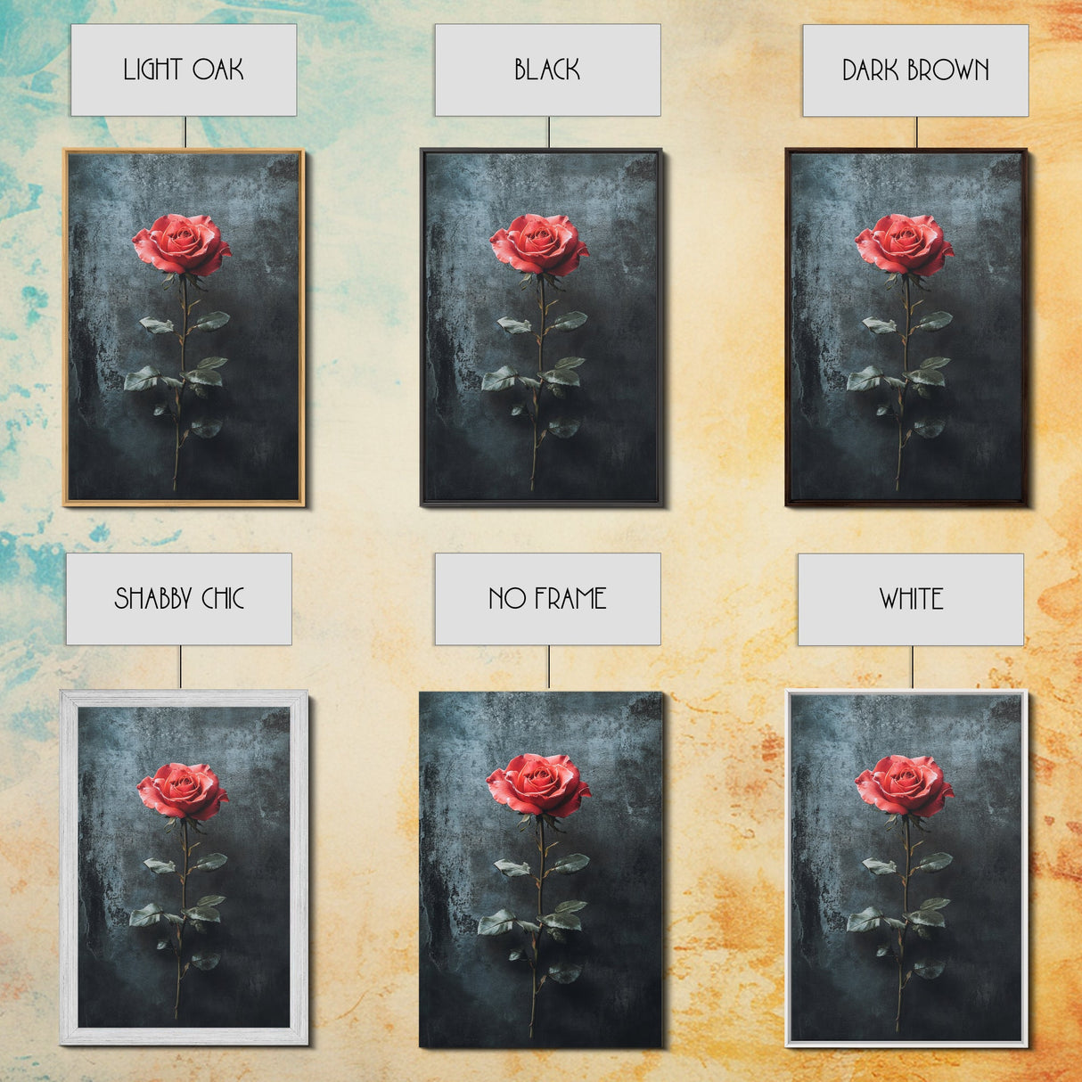 Red Rose Canvas Print, Art Print Roses Framed Canvas Print, Antique Flowers Print, Oil Painting Vintage Flowers, Ready To Hang, Flowers Wall Art