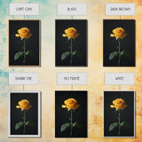 Realist Painting Print of a Yellow Rose, Framed Canvas, Wood Framed Art, Modern Farmhouse Decor, Rose Painting, Rose Art
