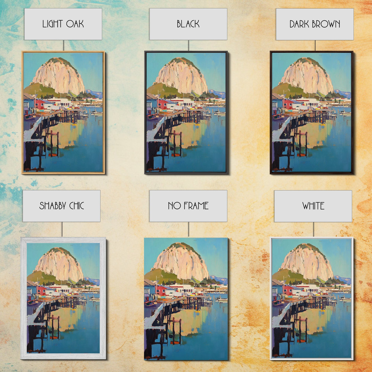 Morro Bay, Framed Canvas Print, Painting Morro Bay California, California Home Decor, Painting of Morro Bay Wall Art Canvas Print