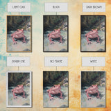 Painting of a Pink Frog, Framed Canvas Print, Wood Framed Wall Art, Home Decor, Preppy Pink Frog Wall Art, Dark Academia Decor