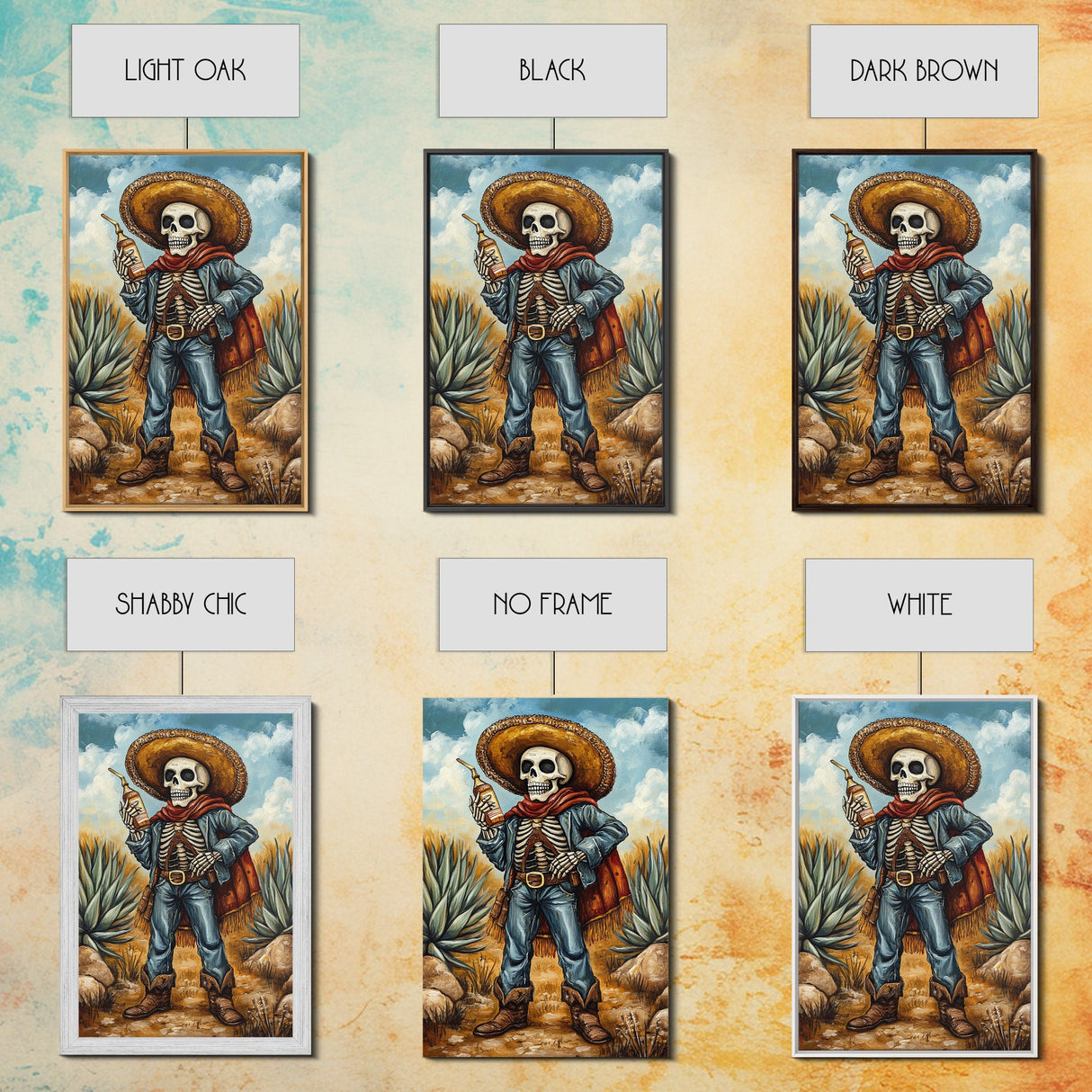 Skeleton Mariachi Chicano Art Canvas Print, Mexicano Wall Art, Tejano Wall Art, Mexicano Style Painting