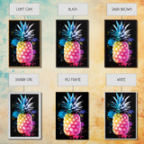 Retro Pineapple Painting Print, Framed Canvas Print, Kitchen or Dining Room Wall Art, Retro Home Decor, Pineapple Painting, Pineapple Art