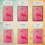 Preppy Pink Flamingo Painting Print, Trendy Wall Art, Animal Print, Framed Canvas Print, Wood Framed Art, Dorm Decor, Apartment Art