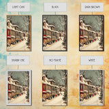 Christmas in Boston Framed Canvas Print, Christmas Village Wall Art, Christmas Prints, Christmas Decor Idea, Christmas Art