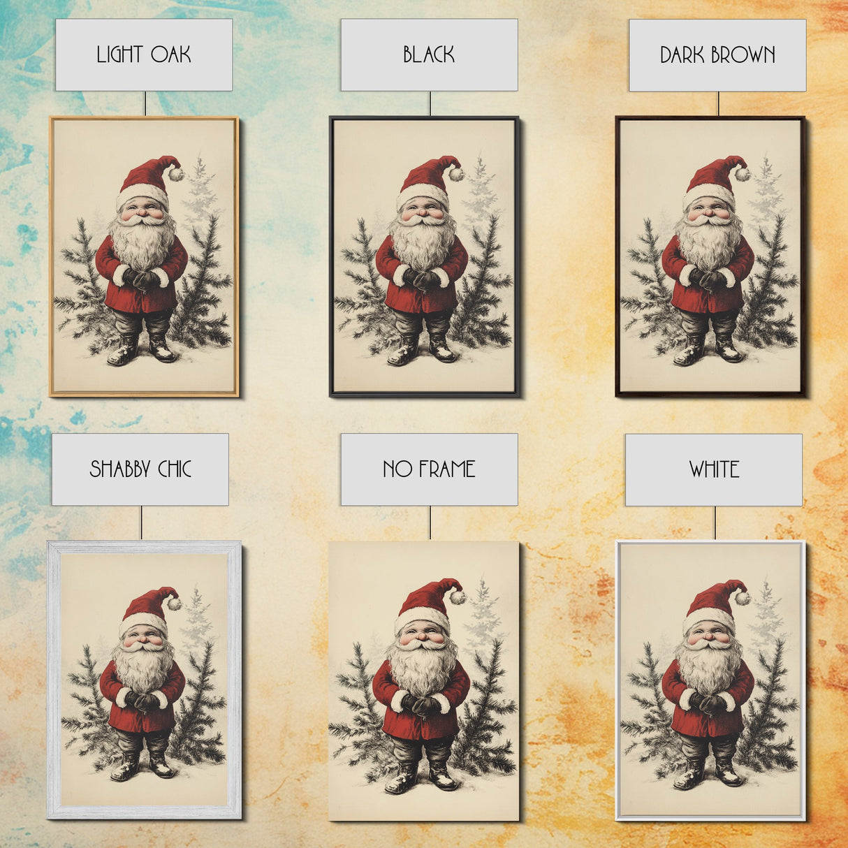 Sketch of Santa Canvas Print - Framed Canvas - Minimalist Christmas Art - Boho Christmas Art - Rustic Christmas Art