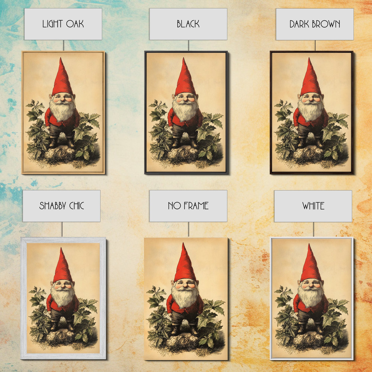 Painting of a Gnome Canvas Print - Framed Canvas - Minimalist Christmas Art - Boho Christmas Art - Rustic Christmas Art