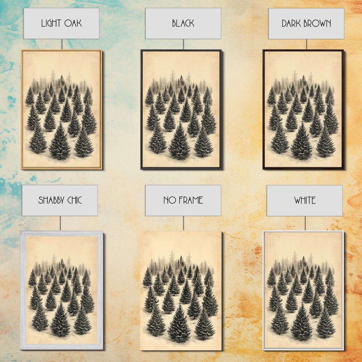 Christmas Tree Farm Art Canvas Print - Framed Canvas - Minimalist Christmas Art - Boho Christmas Art - Rustic Christmas Art