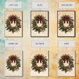 Vintage Christmas Wreath Canvas Print - Framed Canvas - Minimalist Christmas Art - Boho Christmas Art - Rustic Christmas Art