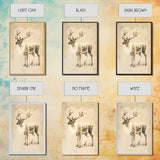 Christmas Reindeer Canvas Print - Framed Canvas - Minimalist Christmas Art - Boho Christmas Decor - Rustic Christmas Art