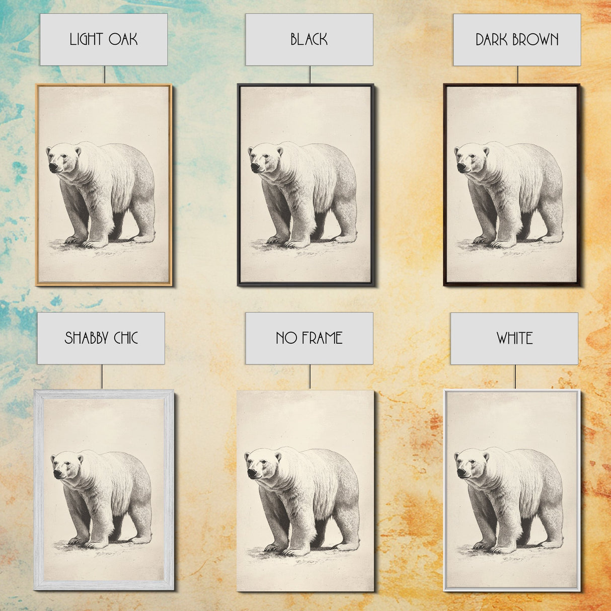 Polar Bear Canvas Print - Framed Canvas - Minimalist Christmas Art - Boho Christmas Art - Rustic Christmas Art