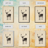 Reindeer Canvas Print - Framed Canvas - Minimalist Christmas Art - Boho Christmas Art - Rustic Christmas Art