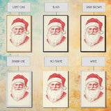 Reto Santa Portrait Canvas Print - Framed Canvas - Minimalist Christmas Art - Boho Christmas Art - Rustic Christmas Art - Santa Painting