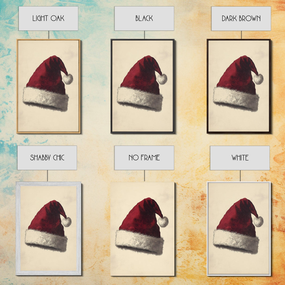 Santa's Hat Canvas Print - Framed Canvas - Minimalist Christmas Art - Boho Christmas Art - Rustic Christmas Art
