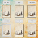 Winter Cabin Canvas Print - Framed Canvas - Minimalist Christmas Art - Boho Christmas Art - Rustic Christmas Art - Winter Decor - Cabin Decor