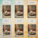Retro Oysters Poster Canvas Print Kitchen Wall Art Oyster Kitchen Retro Food Art Coastal Seafood Bar Decor Cocktail Art