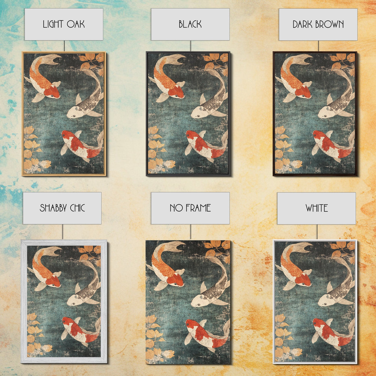 Wabi Sabi Koi Fish Print, Trendy Japanese Decor, Ocean Wall Art, Beach House Decor, Coastal Art Print, Coastal Wall Art, Koi Fish Painting