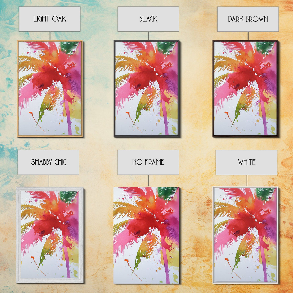 Retro Palm Tree Painting Print, Framed Canvas Print, Pop Art Palm Tree Painting Home Decor, 80s Style Synthwave Wall Art, Coastal Decor
