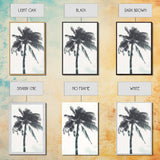 Palm Tree In The Wind, Framed Canvas Print, Wabi Sabi Watercolor Painting of a Palm Tree, Statement Piece Art