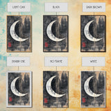 Wabi Sabi Crescent Moon Canvas Print - Moon Painting Wall Art - Moon Wall Art - Japanese Style Art - Japanese Style Decor