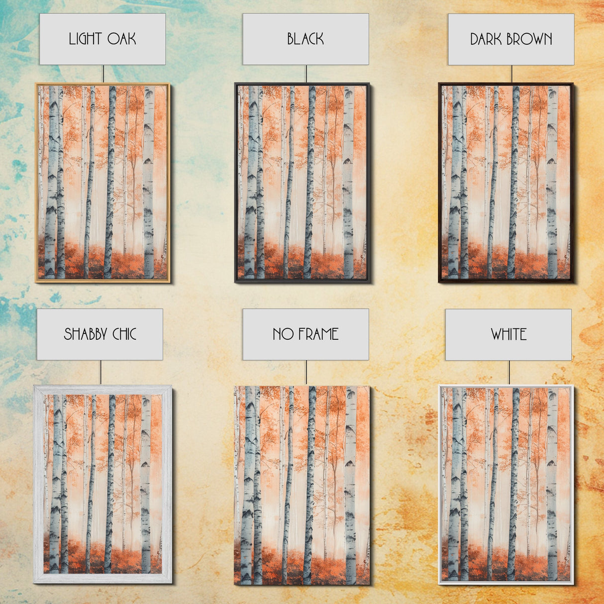 Original Birch Tree Forest Painting Print, Birch Tree Canvas Textured Wall Art Statement Living Room Wall Art Decor Designer Art Custom Art