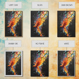 Rainbow Phoenix In Flames, Retribution, Framed Canvas Print, The Phoenix, Framed Wall Art, Original Painting Phoenix