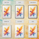 Fire Phoenix Watercolor Art Print Canvas Art, Fantasy Art Phoenix Firebird Fantasy Painting, Dark Academia Wall Art, Phoenix Decor