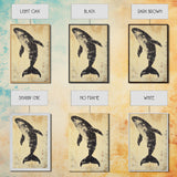 Large Minimalist Whale Wall Art Canvas Print, Animal Acrylic Style painting Framed Modern Wall Art FOr Living Room, Bedroom Decor
