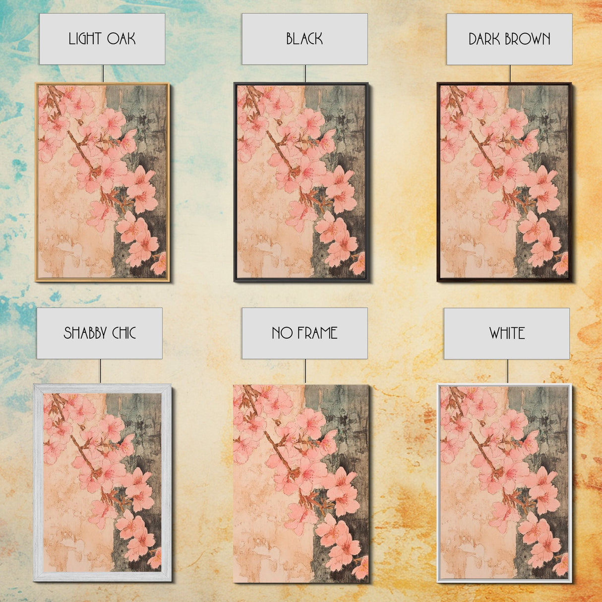 Skaura Tree Canvas Wall Art, Sakura Cherry Blossoms Canvas Print Ready To Hang, Japanese Style Art, Cherry Blossom Painting