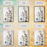 Retro Floral Decor Framed Canvas Print Modern Farmhouse Minimalist Wildflowers Painting Botanical Wall Art