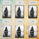 Charcoal Sketch of a Sailboat, Framed Canvas Print, Sailboat Painting, Minimalist Home Decor, Nautical Decor, Black and White Sailboat Art