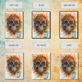 Sugar Skull Painting Print, Framed Canvas, Chicano Decor, Mexicano Wall Art, Day of The Dead / Dia de los Muertos, Mexicano Home Decor