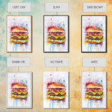 Hamburger Oil Painting Canvas Print Kitchen Wall Art Food Decor, Dining Room Burger Wall Decor, Restaurant Decor, Food Review Kitchen Art