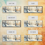Birch Tree Forest In The Snow Covered Winter Framed Canvas Print, Panoramic Wall Art, Original Birch Tree Art, Birch Tree Painting, Horizontal Art