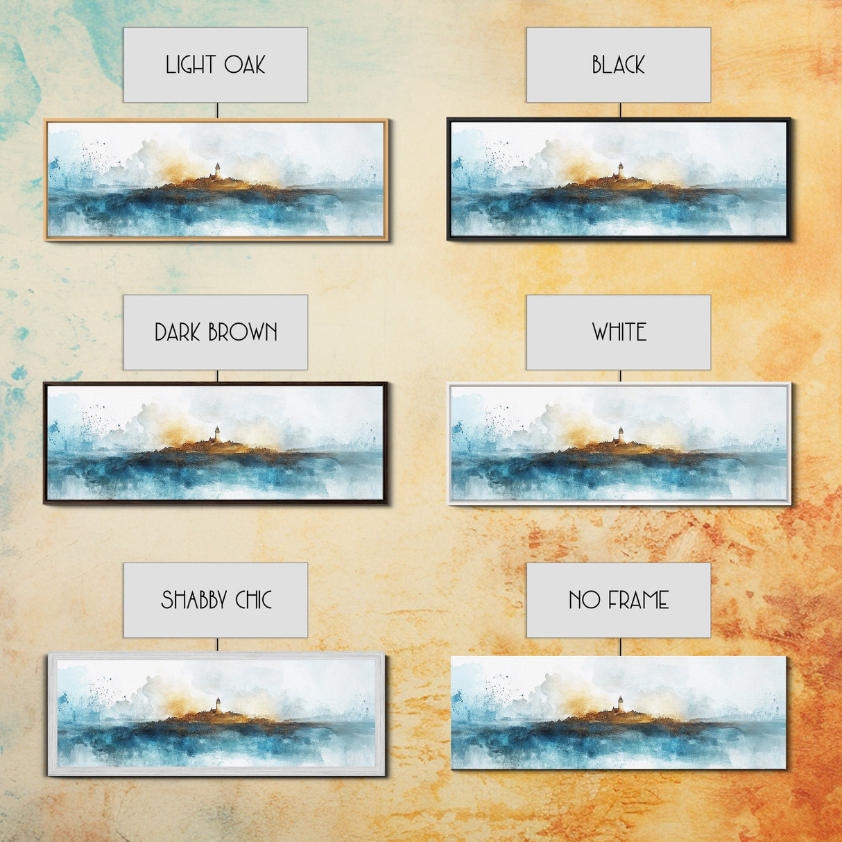 Horizontal Painting Print of Nantucket, Framed Canvas, Nautical Wall Art, Seascape landscape painting, Panoramic Nantucket Wall Art