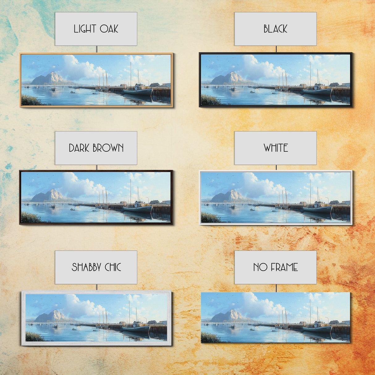 Morro Bay Panoramic Print, Nautical Landscape Painting, Canvas Print, Seascape Panoramic Painting, Seascape Landscape Wall Art Home Decor