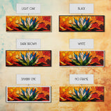 Stained Glass Style Blue Agave Wall Art Canvas Print, Mexicano Wall Art, Panoramic Southwestern Home Decor, Modern Farmhouse Rustic Art