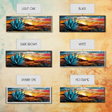 Mexicano Art - Blue Agave At Sunset - Framed Canvas Print - Agave Painting - Blue Agave - Chicano Wall Art - Mexican Art Agave Art