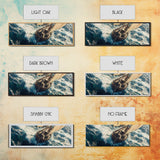 The Storm - Sailboat Battles a Hurricane Framed Canvas Print Panoramic Nautical Decor Fisherman Painting Nautical Landscape Painting