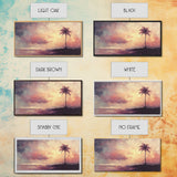 The Beach and the Palm Tree Framed Canvas Print, Nautical Home Decor, Nautical Nursery Art, Moody Beach Painting, Seascape painting