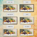 Still Life of Grapes, Fruit and Wine, Framed Canvas Print, Eclectic Kitchen Home Decor, Kitchen Wall Art, Dining Room Wall Art, Art For Kitchen