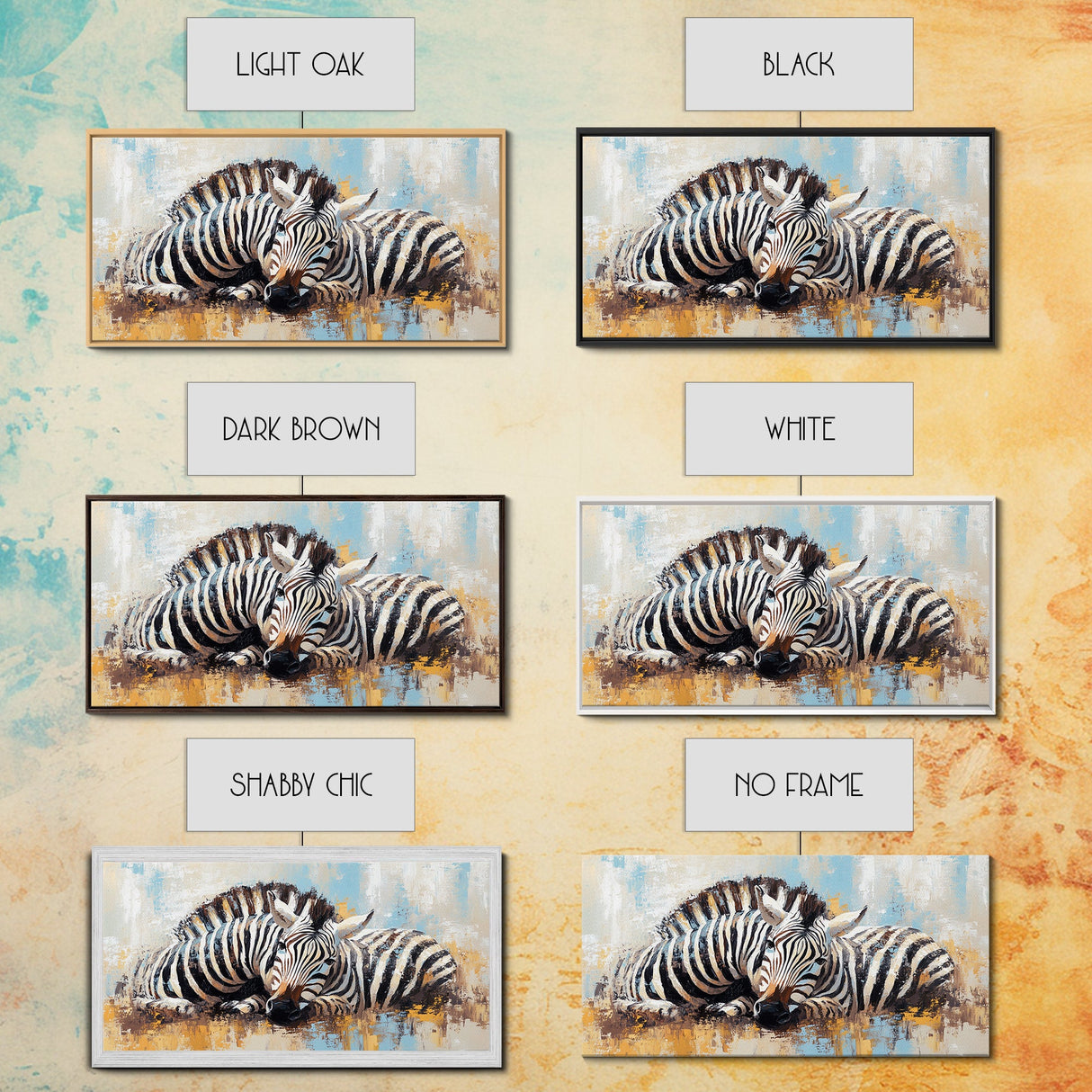 Zebra Having a Nap - Framed Canvas Print - Ready to Hang - Zebra Painting - Animal wall art - Safari Art