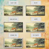 Deer Drinking Water in Forest Painting Print, Deer Painting, Cabin Decor, Cabin Wall Art, Framed Canvas Print, Nature Lover Gift, Nature Art