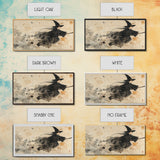 Wabi Sabi Witch Rides Her Broom - Framed Canvas Print - Witch Painting - Witchy Wall Art - Witch Decor